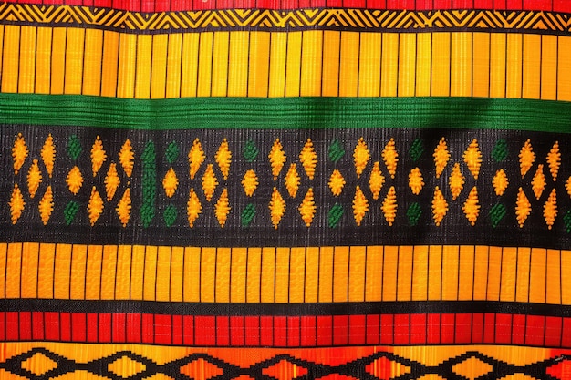 Dettaglio dei modelli di stoffa kente per la celebrazione del kwanzaa