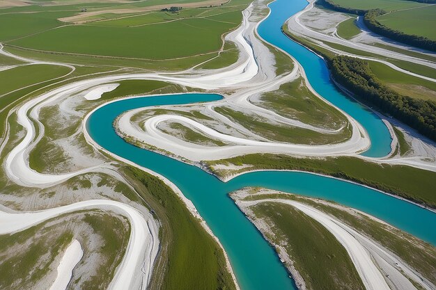 Dettaglio del fiume Tagliamento dall'alto Friuli Venezia Giulia Italia Europa