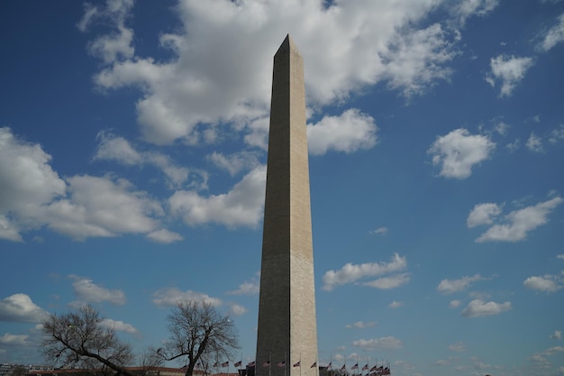 Dettaglio del monumento di Washington DC sullo sfondo del cielo blu profondo