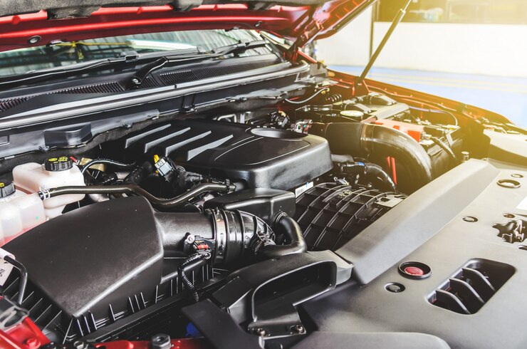 Foto dettaglio del motore dell&#39;automobile