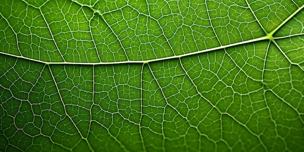 Dettaglio della natura Macro Primo piano di una foglia verde vibrante