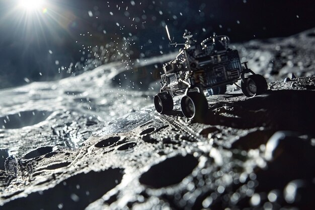 Dettaglio delle intricate manovre di un rover lunare ex generative ai