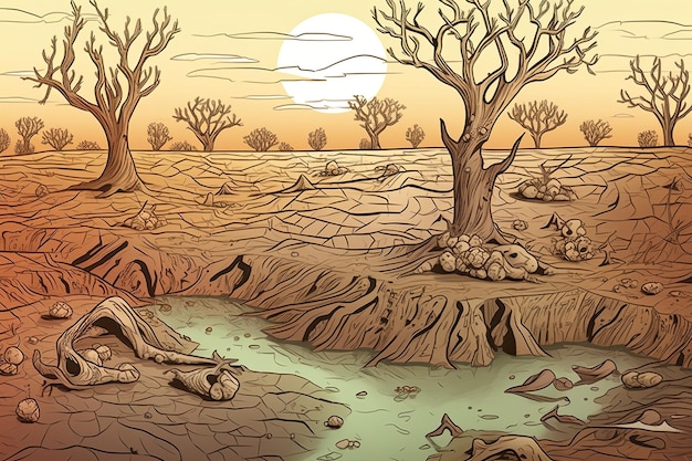 Devastante illustrazione della siccità IA generativa