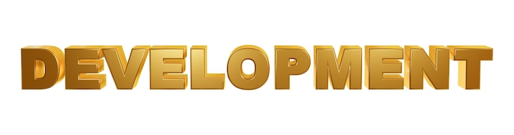 Photo development golden text typography logotype modern 3d metallic shiny gold effect