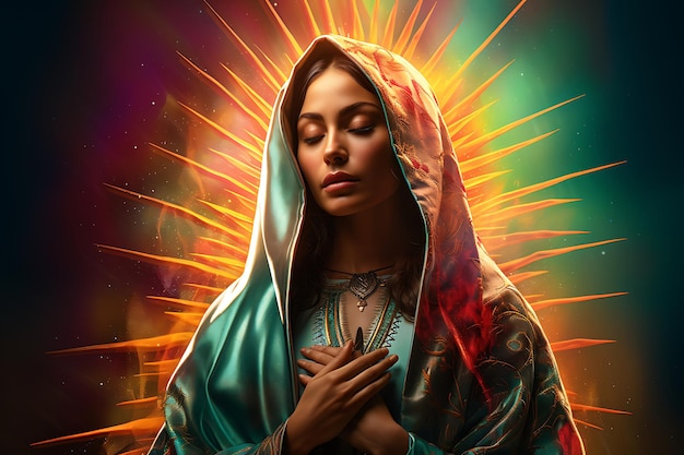 Devozione divina in onore di Da de la Virgen de Guadalupe con splendore culturale