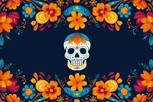 Dia de los Muertos banner design Teschio decorativo Realizzato con intelligenza artificiale generativa