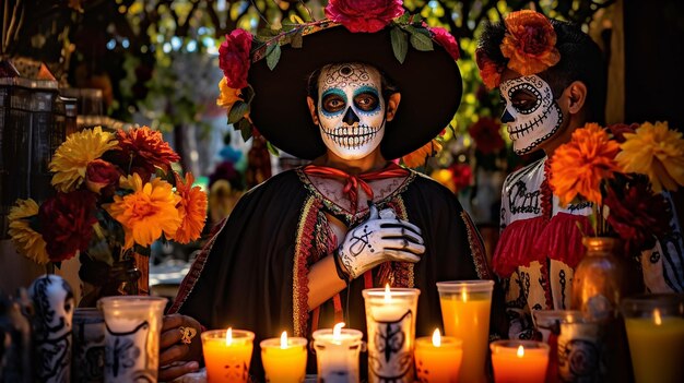 Dia de los muertos cranio sfondo evento carta da parati attributi e tradizioni