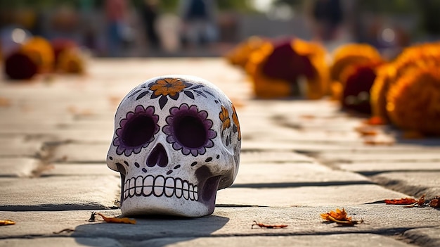 Dia de los muertos cranio sfondo evento carta da parati attributi e tradizioni