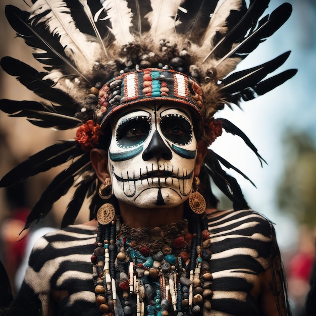 Dia DE Los Muertos pittura del viso Festa messicana Nativo americano