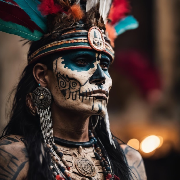 Dia DE Los Muertos pittura del viso Festa messicana Nativo americano