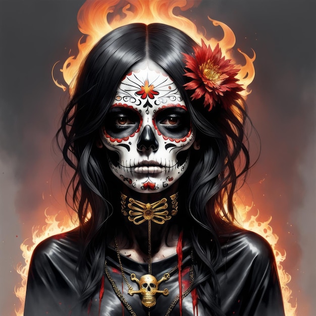 Dia DE Los Muertos pittura del viso Giorno della ragazza gotica morta