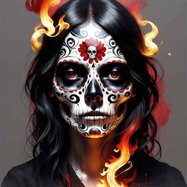 Dia DE Los Muertos pittura del viso Giorno della ragazza gotica morta