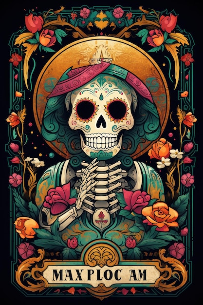 Dia De Los Muertos Sfondo Giorno dei Morti Decorazione artistica AI generativa