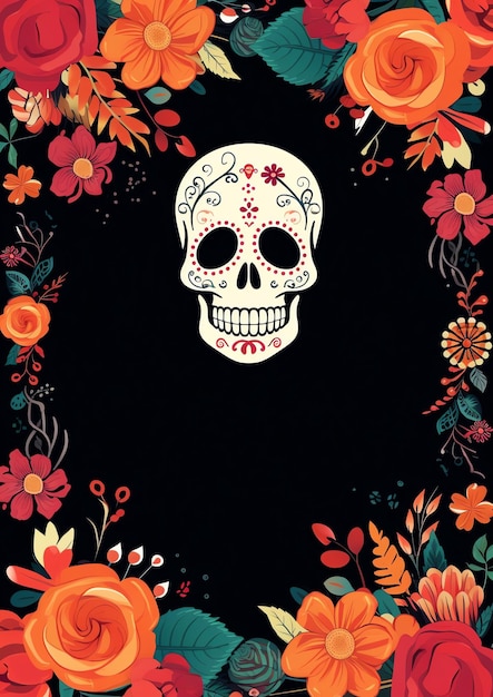 dia de los muertos vestito messicano dia de muertos giorno dei morti cornice bordo acquerello