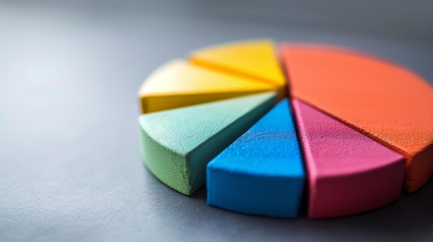 Diagramma a torta D che mostra le percentuali dei dati aziendali impostate su uno sfondo a gradiente continuo