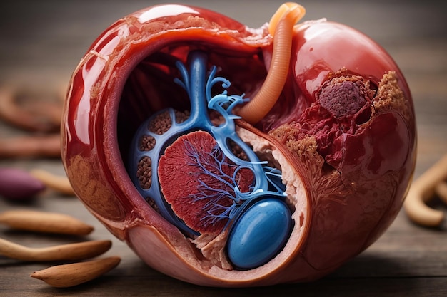diagramma che mostra l'anatomia del rene umano icona della milza sana illustrazione piatta della milza sana