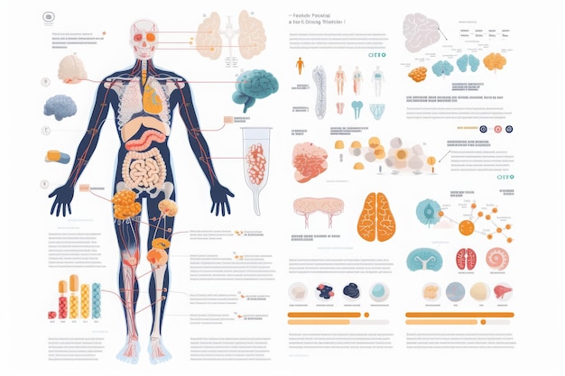 Diagramma del corpo umano e degli organi Un'infografica che descrive in dettaglio gli effetti di un'allergia alimentare sul corpo umano