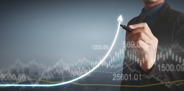 Diagramma di disegno a mano. grafico stock di crescita v