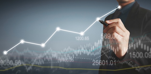 Diagramma di disegno a mano. grafico stock di crescita v