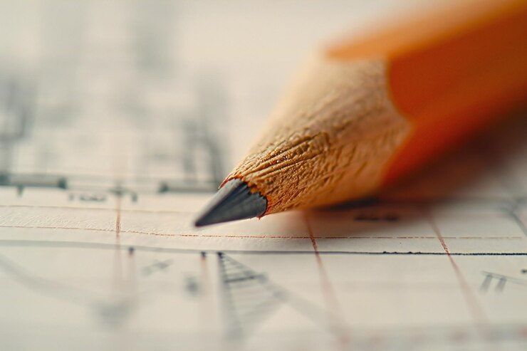 Foto diagramma di ingegneria a matita di precisione disegno tecnico e progettazione ingegneristica dettagliata