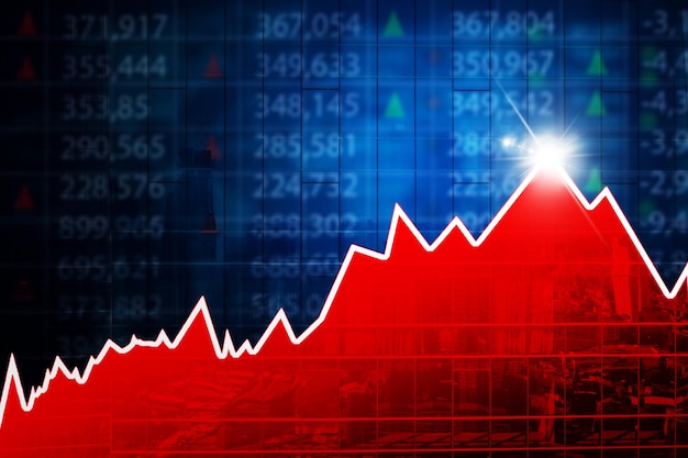 Diagramma finanziario rosso con tasso di cambio valuta