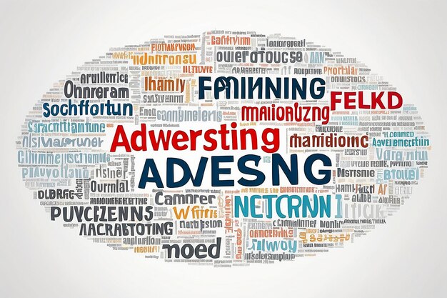 Diagramma vocale di pubblicità digitale per i campi di marketing aziendale su White BG