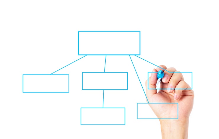 Foto diagramma vuoto di disegno a mano con pennarello blu
