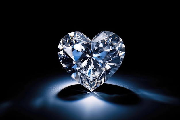 Diamante a forma di cuore che simboleggia amore e romanticismo nella sua forma AI generativa