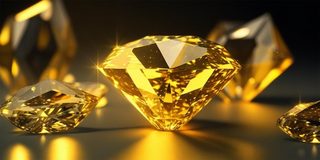 Diamante giallo realistico isolato su bianco