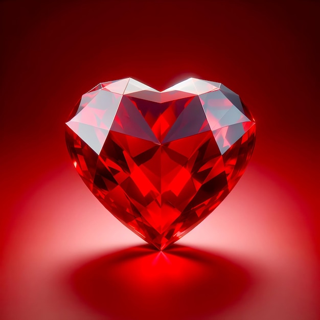 diamante rosso a forma di cuore su sfondo rosso