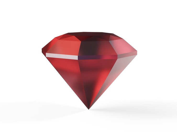 Foto diamante rosso su sfondo bianco