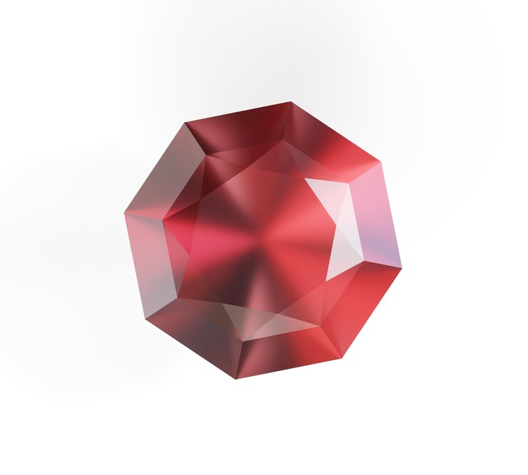 Foto diamante rosso su sfondo bianco
