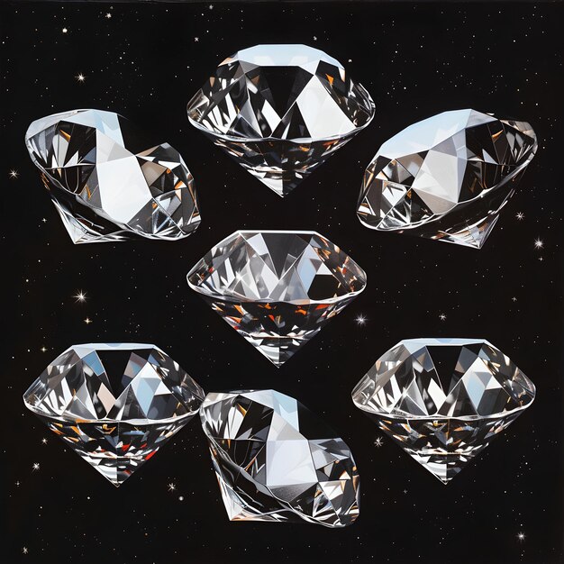 Diamanti brillanti che galleggiano nello spazio cosmico un'illustrazione concettuale di lusso un'affascinante opera d'arte digitale ideale per l'uso di design di fascia alta AI