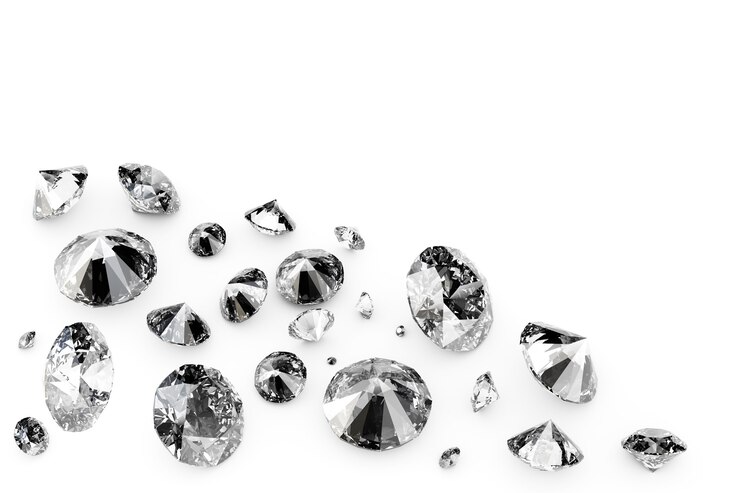 Diamanti lucenti su sfondo bianco
