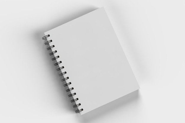 Diario bianco con wireo su sfondo bianco