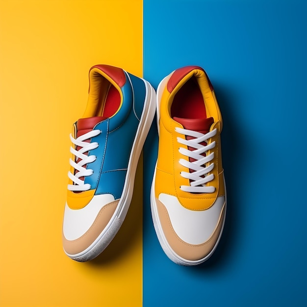 Dichiarazioni di sneaker audaci Moda calzature da uomo su uno sfondo colorato