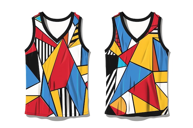 Die Cut Basketball Jersey con un disegno geometrico sulla Ba Illustration Flat Clothes Collection