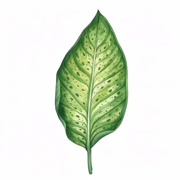 Dieffenbachia lascia le piante in acquerello Handawn illustrazione