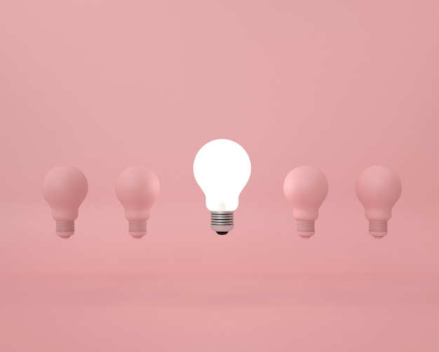 differenza Lampadina sul rosa. concetto di idea creativa minima.