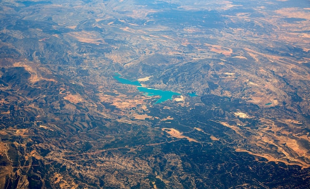 Diga aerea di Embalse Santolea in Aragona Spagna