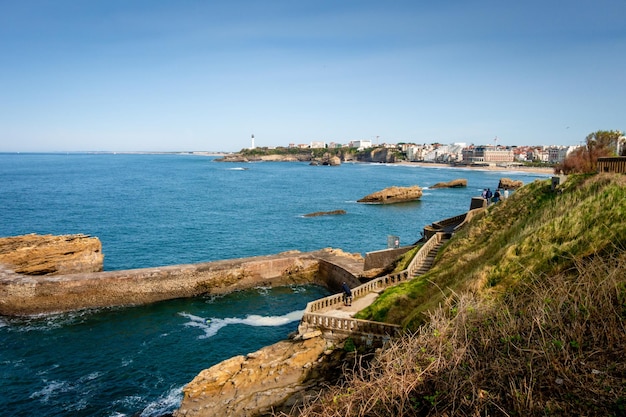 Diga di Gamaritz roccia e mare Città di Biarritz Francia