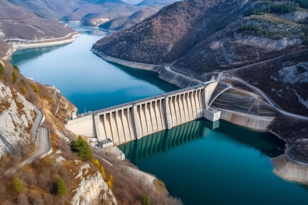 Diga idroelettrica Concreto del lago Generare Ai