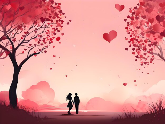 Digital Art for Love Heart e Wallpaper di San Valentino e modello di banner per i social media