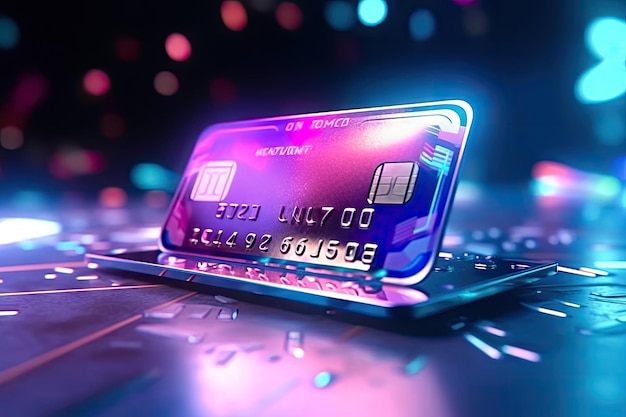 Digital Banking Bank Card su uno sfondo futuristico IA generativa