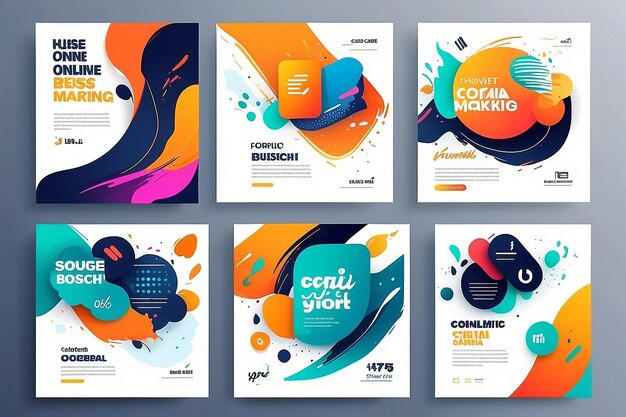 Digital business marketing Social media post banner design template collection con pennellata illustrazione vettoriale modificabile