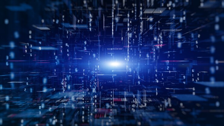 Photo digital cyberspace and digital data abstract background