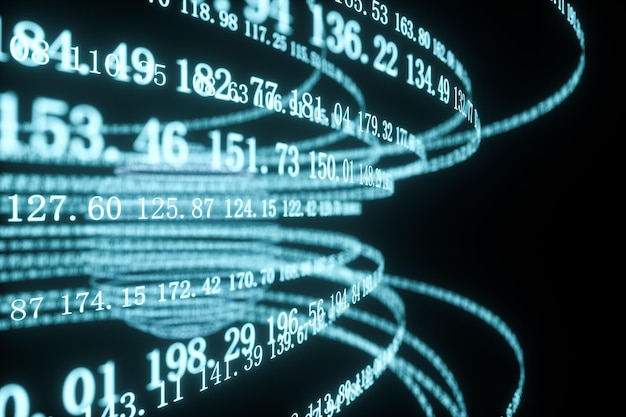 digital lines made of numbers globe big data background 3d rendering