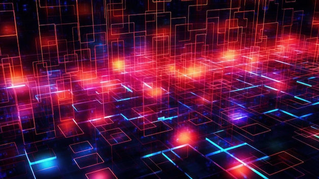 Digital Matrix Neon Background AI generato