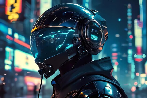 Digital Neon 3D Cuyber Helmet Design per motociclette