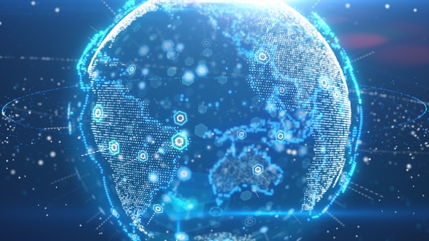 digital planet earth data abstract of a technological data network